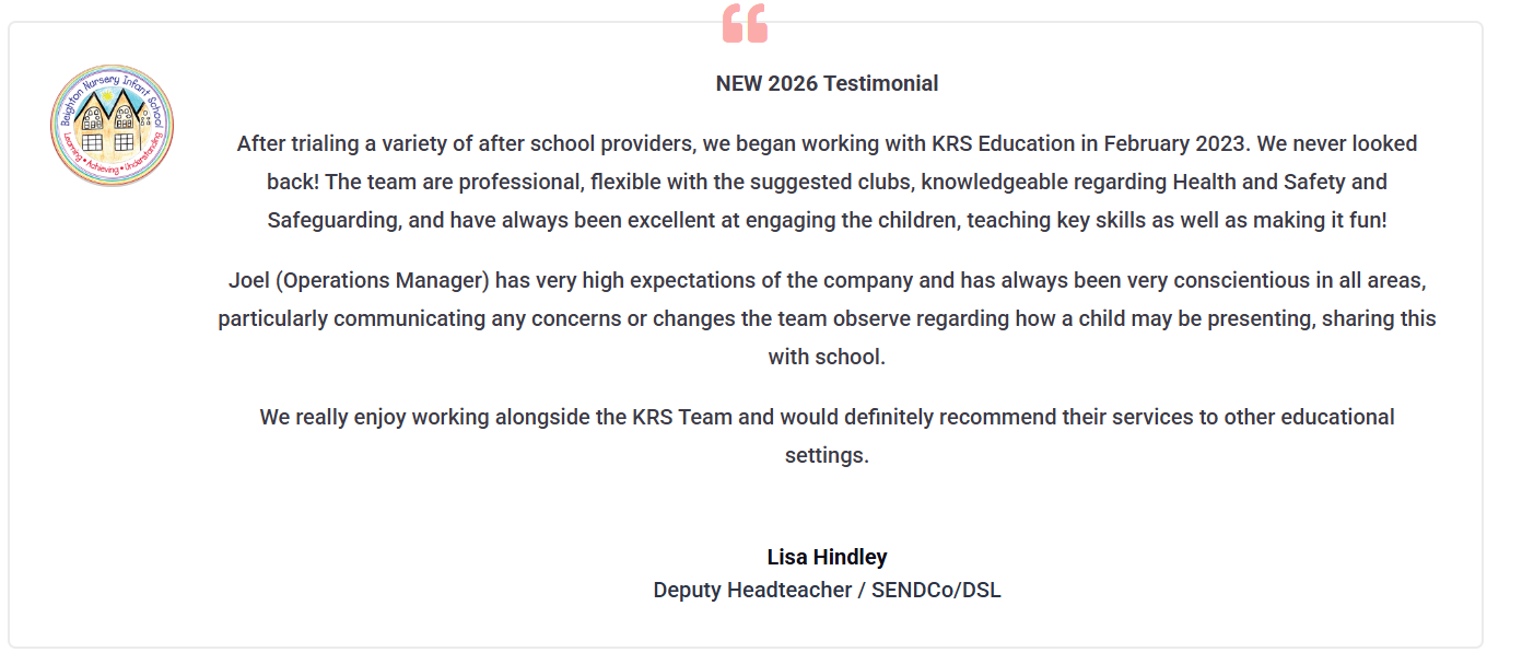 KRS Education Testimonials / Reviews